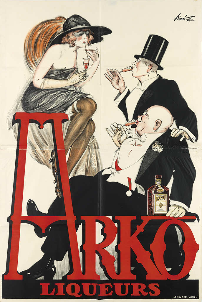 MIHALY BIRO (1886-1948). ARKO LIQUEURS. 1921. 73x49 inches, 187x125 cm. Abadie, Vienna.